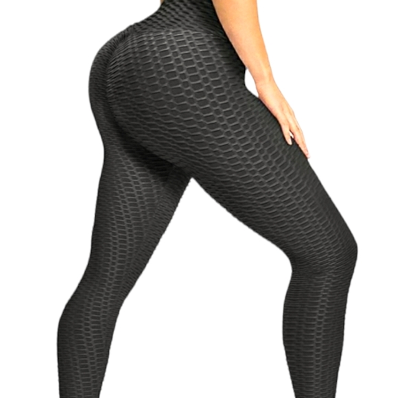 Black High Waisted Anti-Cellulite Leggings - Picture 1 of 5